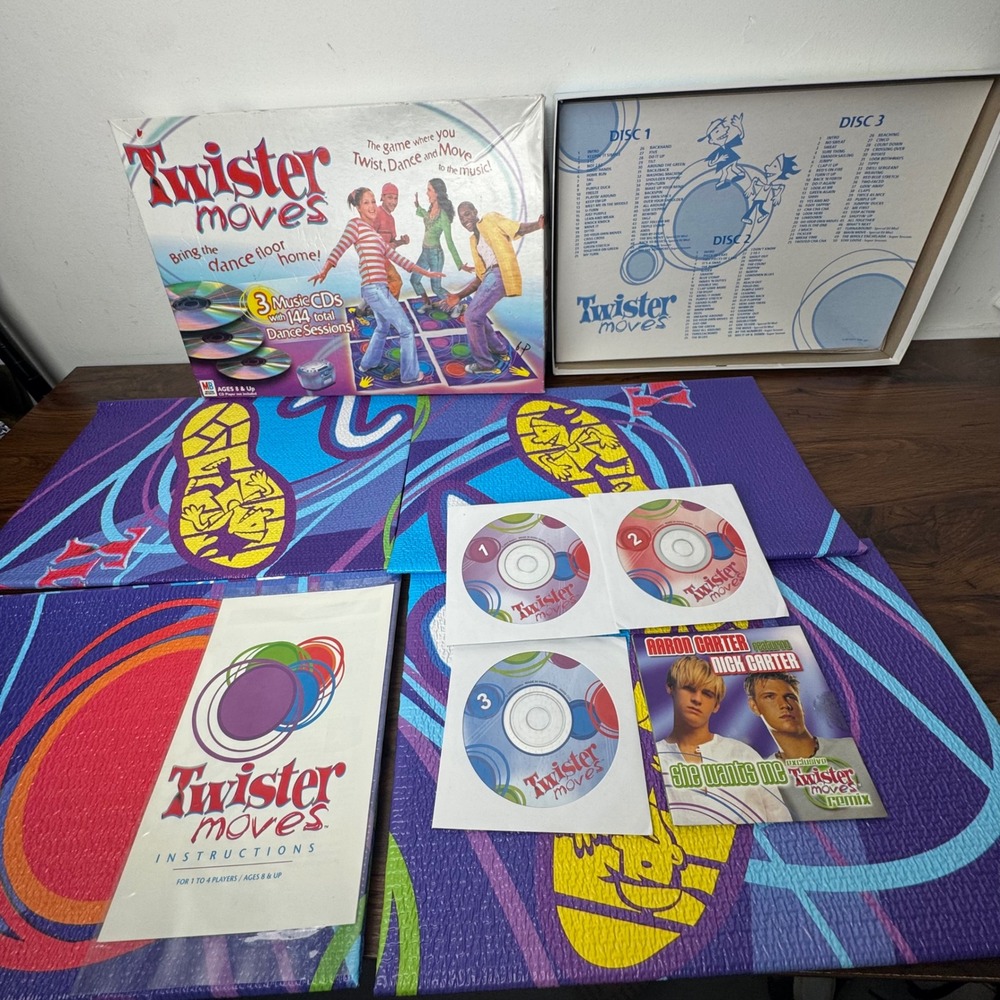 Twister Moves Game 2003 Milton Bradley 3 Music CDs Aaron Nick Carter Remix